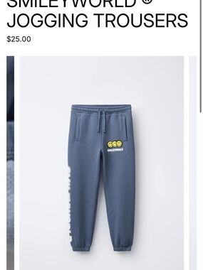 ZARA SMILEYWORLD JOGGING pants TROUSERS blue kids size 11 12 NEW